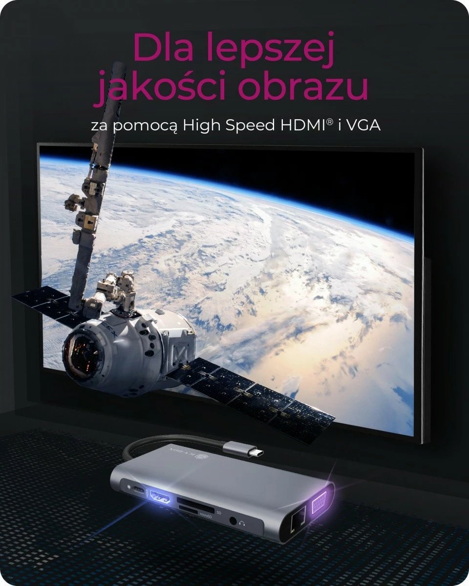 Kasë dokimi IcyBox IB-DK4040-CPD, USB Type-C, HDMI/VGA, anthracite/black