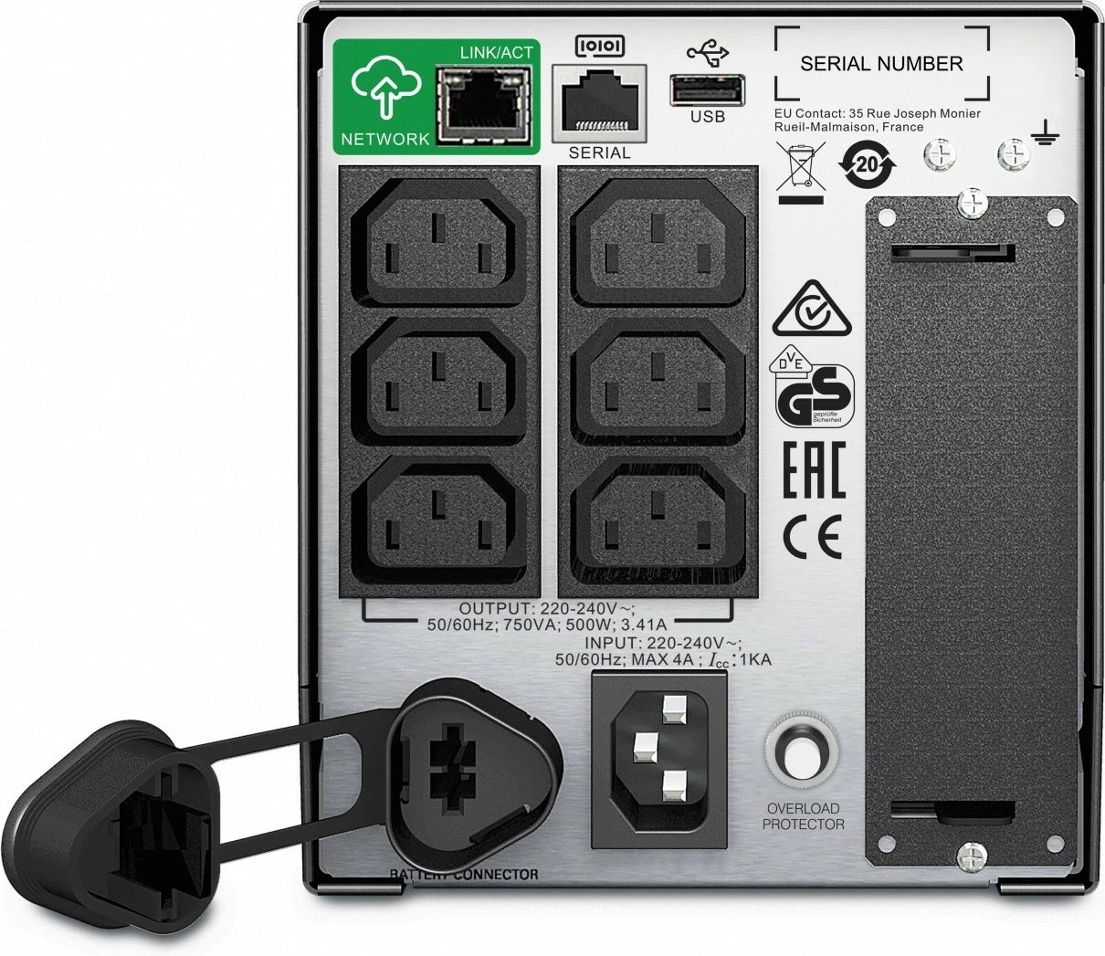 Kasë UPS APC Smart-UPS SMT750IC, 750 VA, 500 W, Tower, e zezë