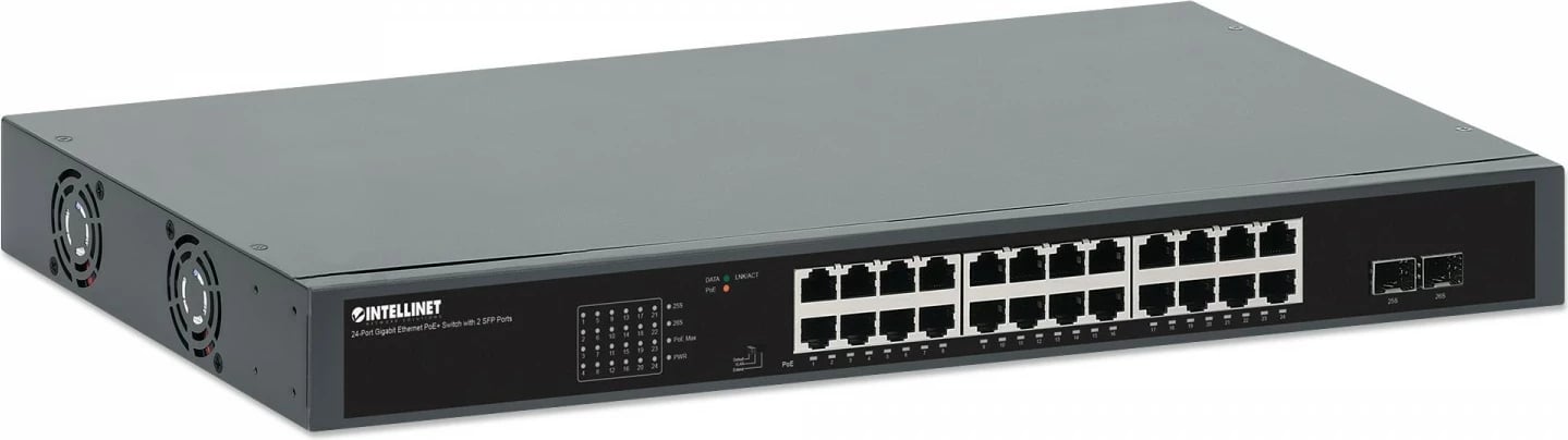 Switch Intellinet 561907, 24x RJ45 Gigabit PoE+ 370W, 2x SFP, i zi