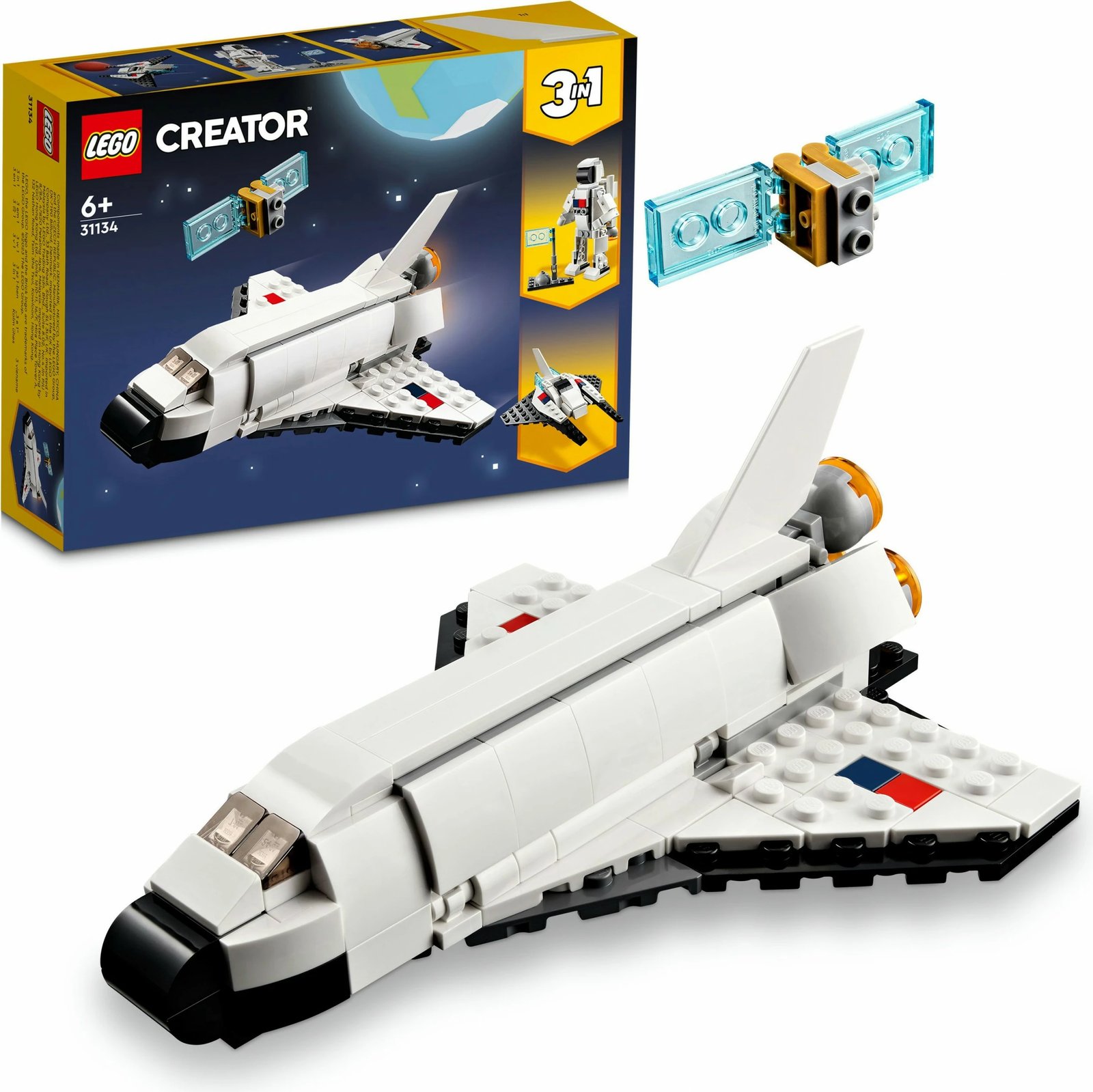 Set ndërtimi LEGO Creator 3-in-1 Space Shuttle, 144 pjesë, shumëngjyrësh