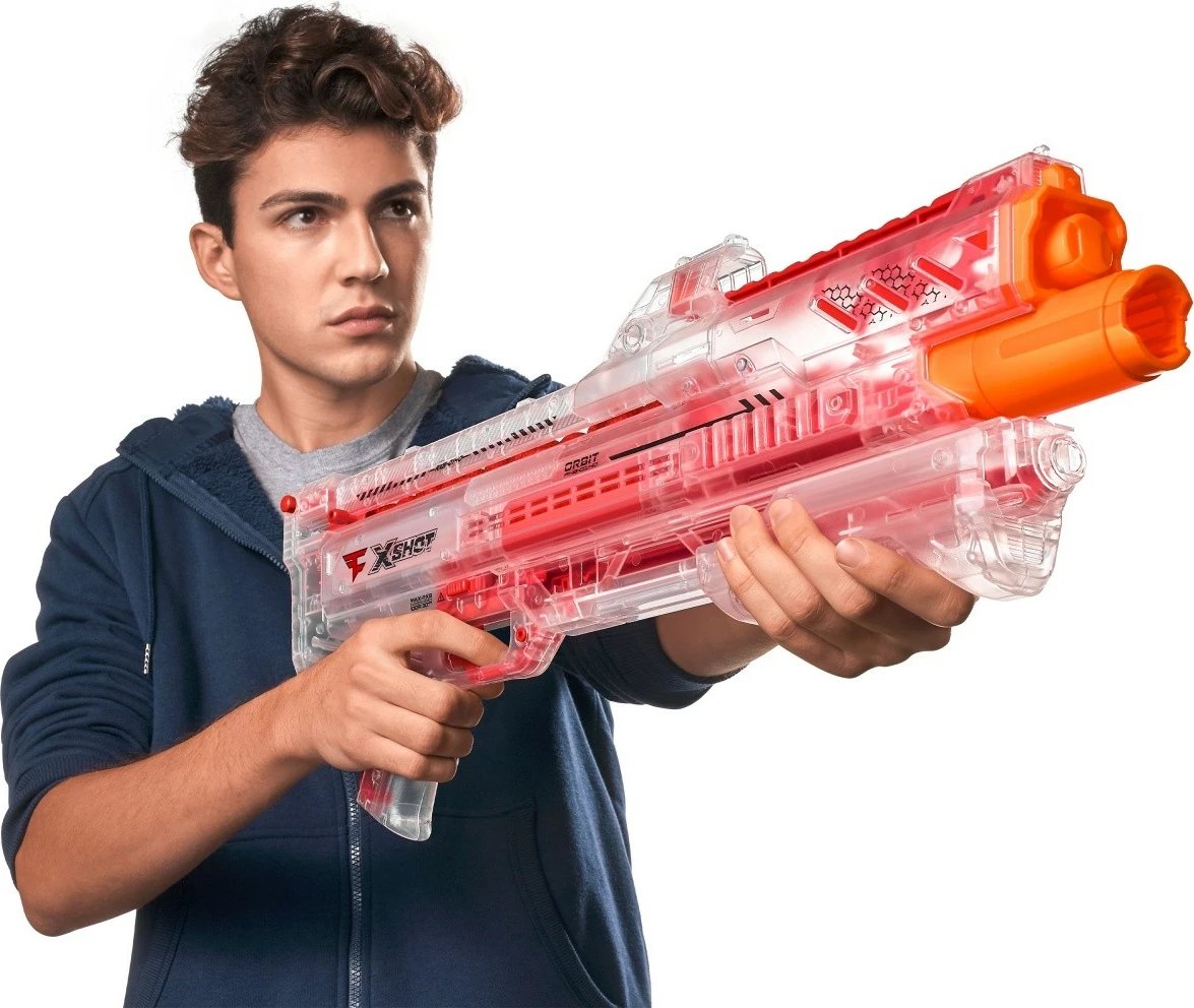 Blaster X-Shot FaZe Ragequit Round Launcher me 24 toptha, Transparent/Portokalli/E Kuqe