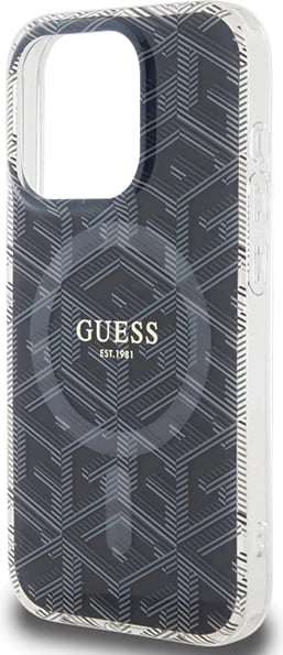 Mbështjellës Guess IML GCube MagSafe për iPhone 15 Pro Max, i zi