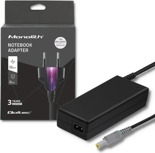 Adaptor i Fuqisë Qoltec 50093, 90 W, i Zi