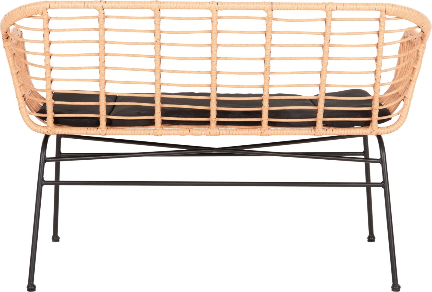 Divan për jashtë ALLEGRA FH6077 metal i zi-P.E. Rattan në bezhë 120x62x80Hcm