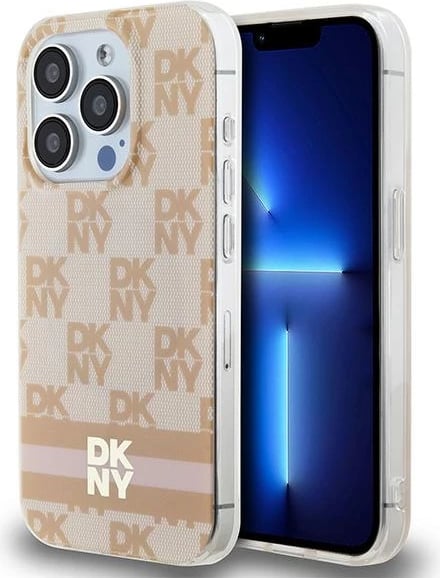 Mbështjellës DKNY IML Checkered Mono Pattern & Printed Stripes MagSafe për iPhone 13 Pro / 13, Rozë
