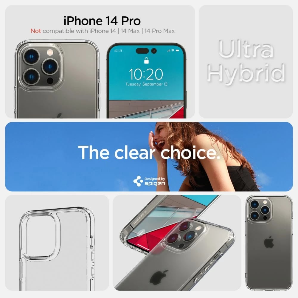 Mbështjellës Spigen Ultra Hybrid për iPhone 14 Pro, Matte Clear