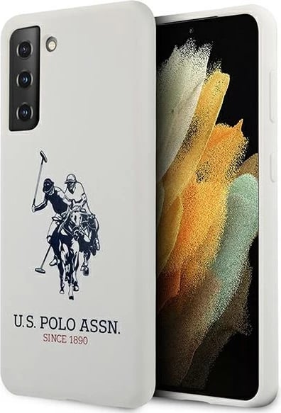 Mbështjellës U.S. Polo Assn. USHCS21SSLHRWH Silicone Logo për Samsung Galaxy S21, Bardhë