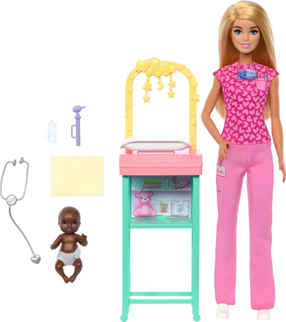 Lodër Barbie Doktoresha e Foshnjave, MATTEL, Multikolor, 2 copë