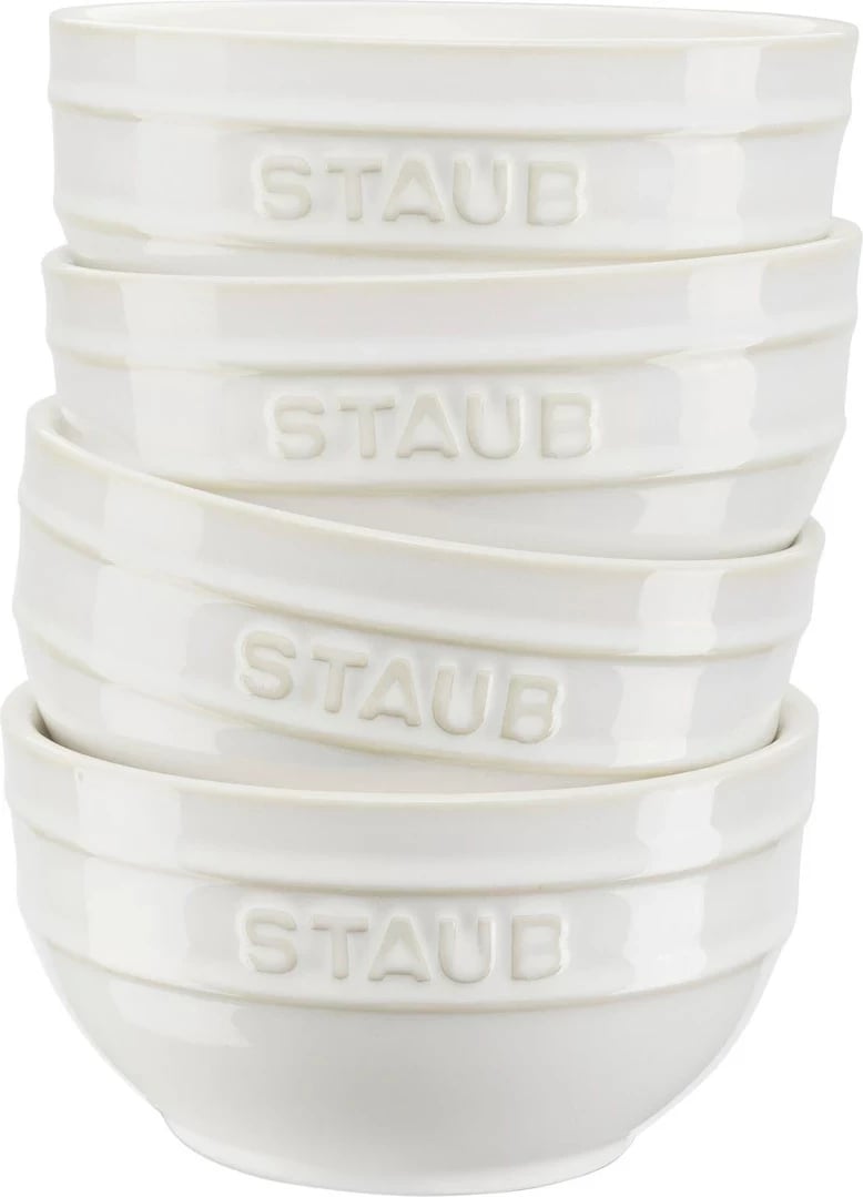 Set tasash të rrumbullakët STAUB 40508-149-0, porcelan, 14 cm, fildish, 4 copë
