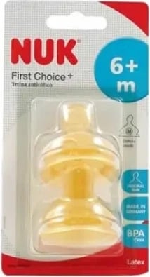 Biberon latex për fëmijë NUK First Choice+ 6-18 muaj, 2 copë