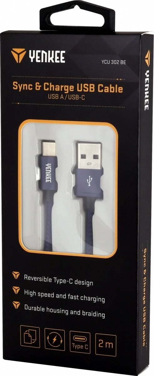 Kabllo USB Type-A në USB Type-C YENKEE YCU 302BE, 1m, Blu e errët