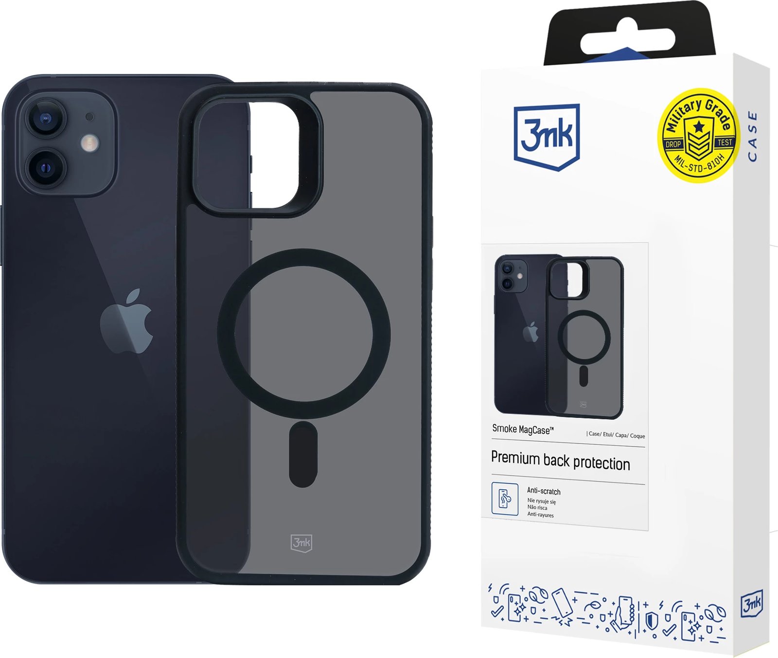 Mbështjellës 3mk Smoke MagCase me MagSafe për iPhone 12 / 12 Pro, gjysmë-transparent