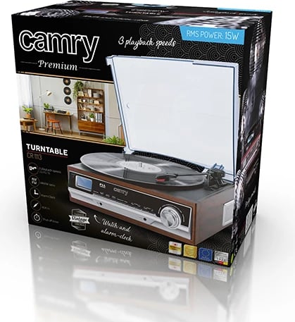 Gramafon, Camry CR 1113, 33/45/78 RPM, radio FM/AM, altoparlantë të integruara, LCD, AUX/RCA