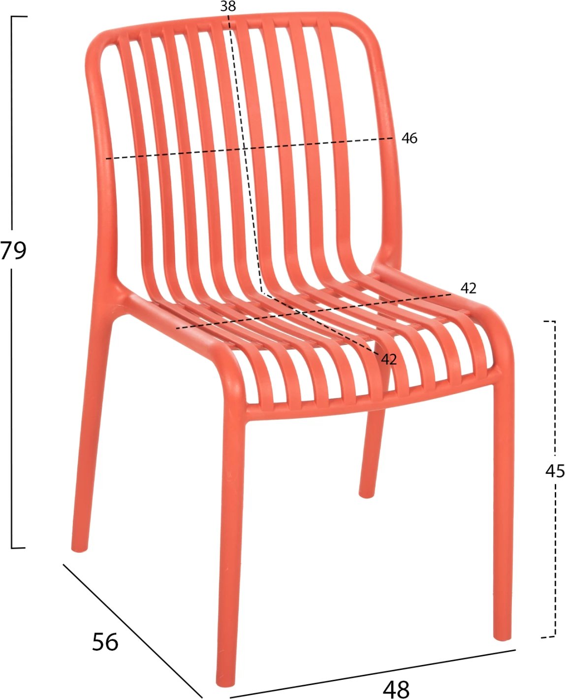 Karrige e jashtme CONVEE FH6104.05 polipropileni, ngjyrë e kuqe, 48x56x79H cm