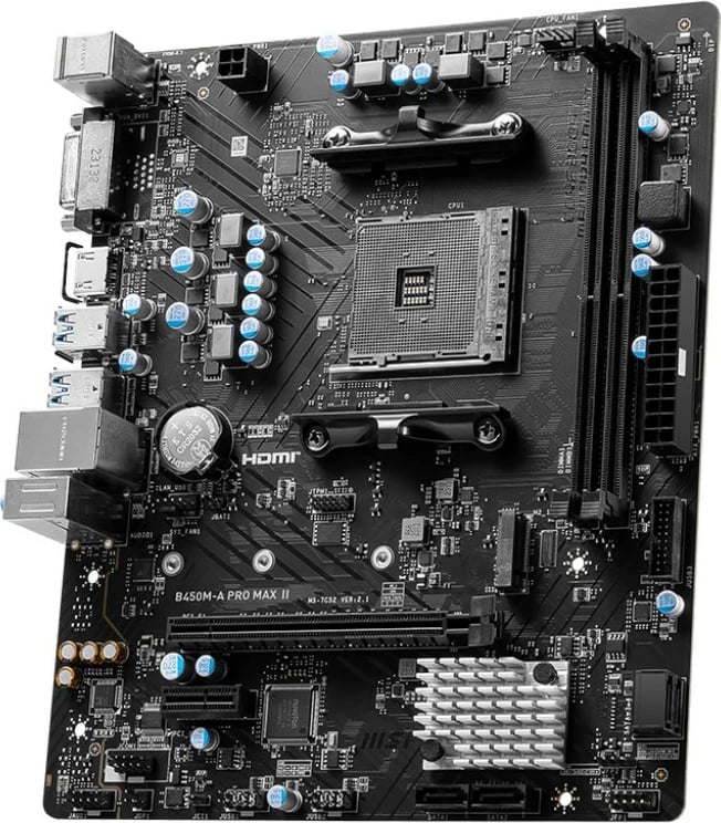 Pllakë amë MSI B450M-A PRO MAX II, AMD, Socket AM4, DDR4, 64 GB