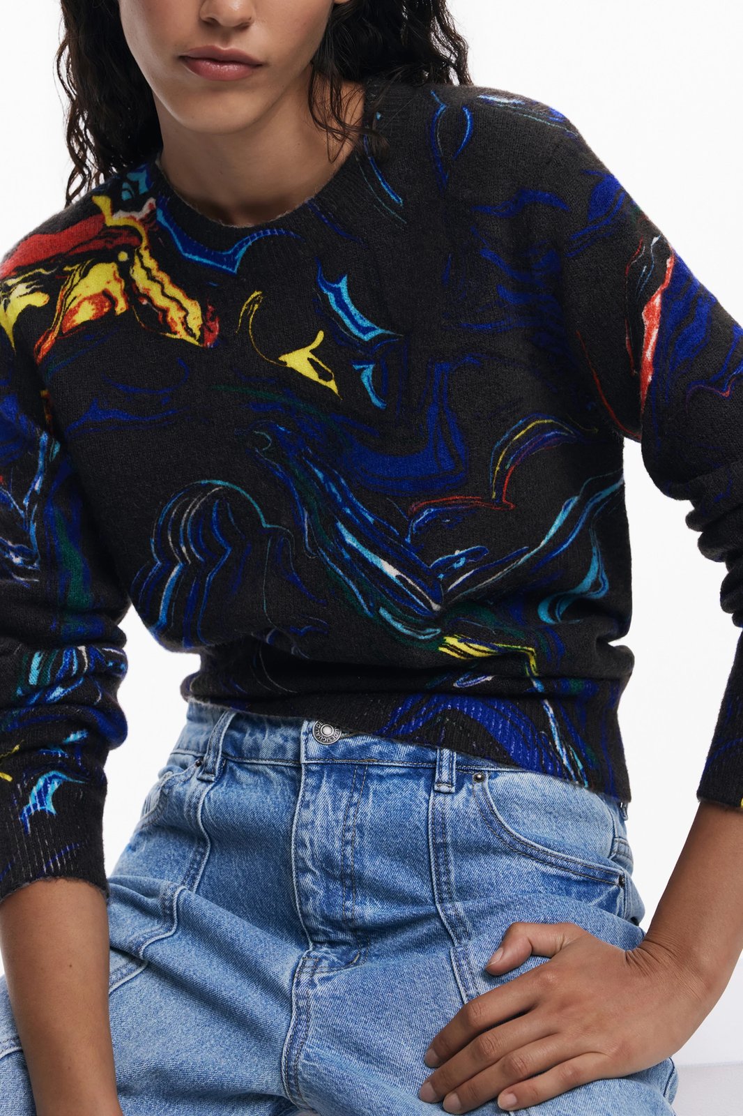 Xhemper femra Desigual Butterfly Lacroix, të zezë