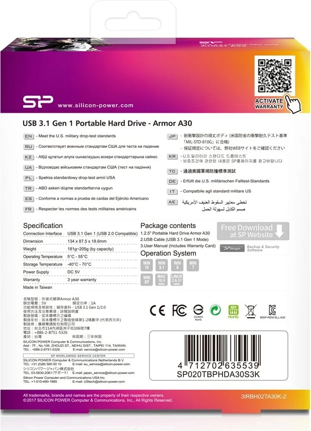 Disk HDD Silicon Power Armor A30, 2TB, i zi