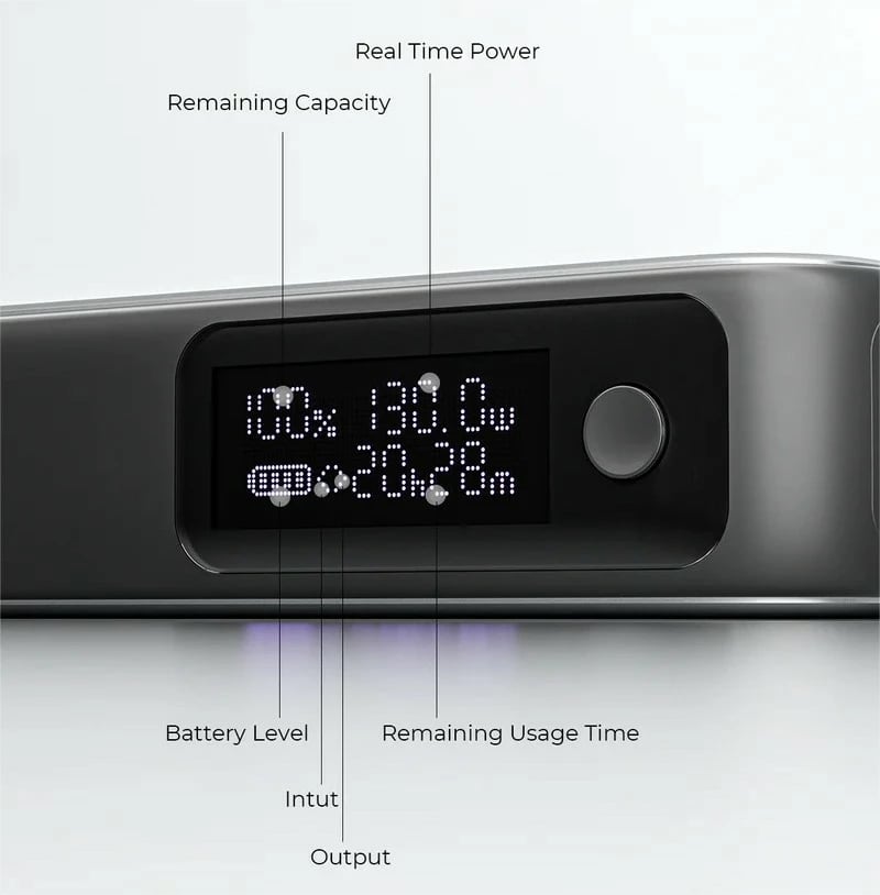 Power bank AUKEY PB-Y48 Spark Sling, 20000mAh, 130W, 4xUSB, LED, kabllo USB-C, Gri