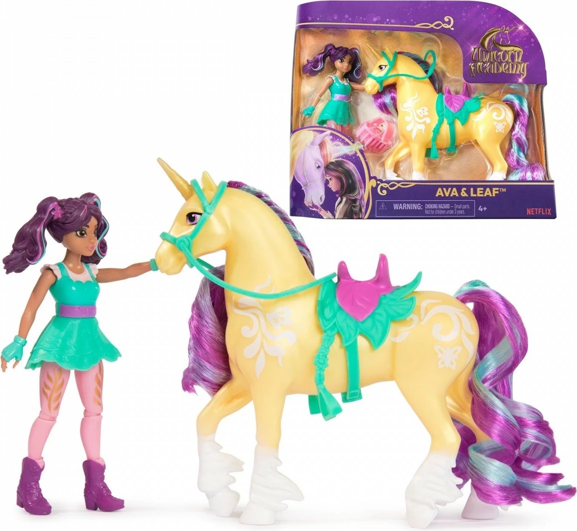 Set figurina Unicorn Academy Spin Master 6071175, Ava dhe Leaf, 11 cm + 13 cm, për vajza
