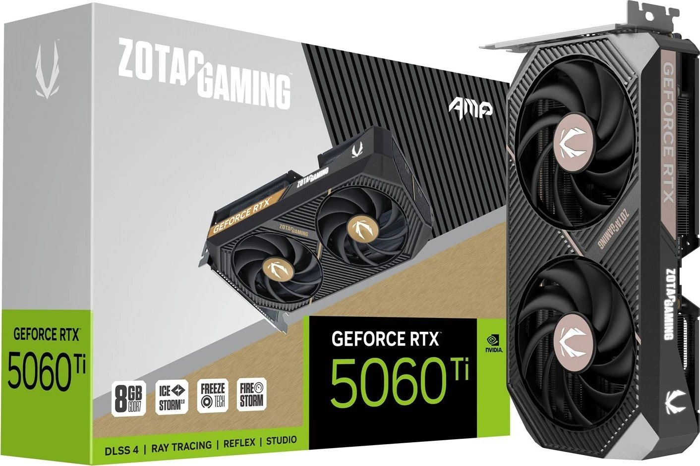 Kartelë grafike ZOTAC GAMING GeForce RTX 5060 Ti AMP, 8 GB GDDR7, Bardhë