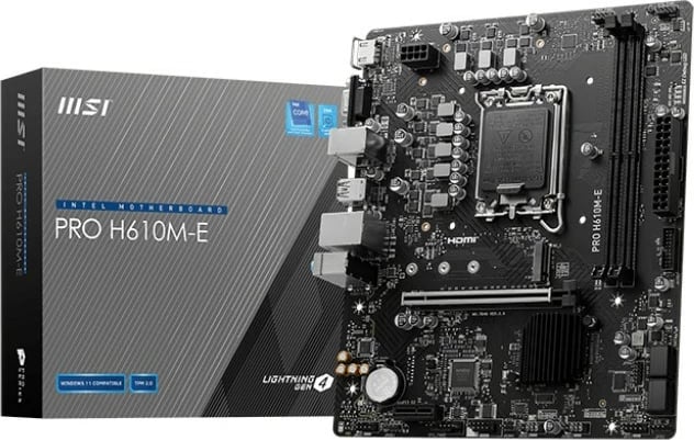 Pllakë amë MSI PRO H610M-E, Intel, LGA 1700, DDR5-SDRAM, 96 GB