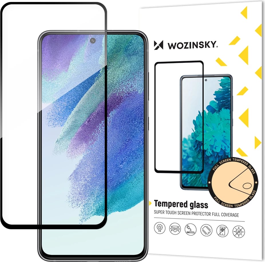 Mbështjellës xhami i temperuar Wozinsky për Samsung Galaxy S21 FE, Full Glue, me kornizë, zi