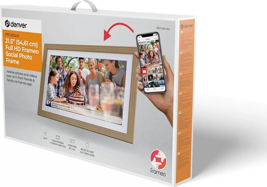 Kornizë digjitale Denver PFF-2162LW, 21.5", Touchscreen, Wi-Fi, Kafe e çelët