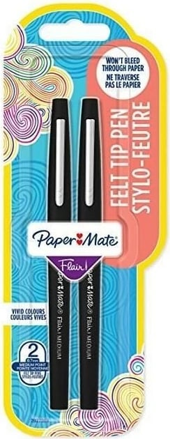 Stilolaps me majë të butë PaperMate Flair Original, 1 mm, 2 copë, e zezë