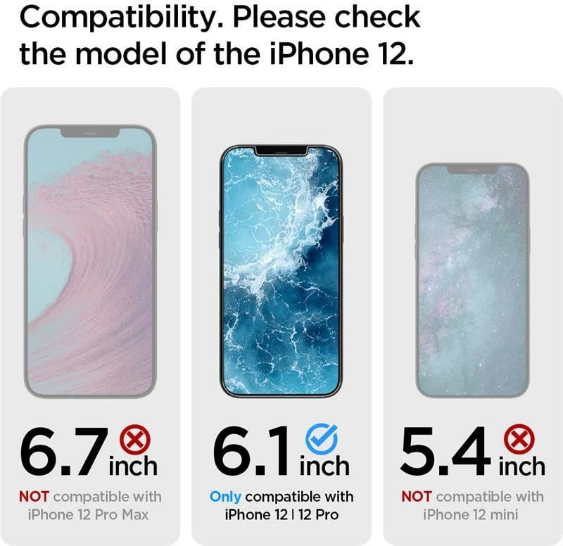 Xham mbrojtës Spigen Glas.tR EZ Fit për iPhone 12 / iPhone 12 Pro, 2 copë