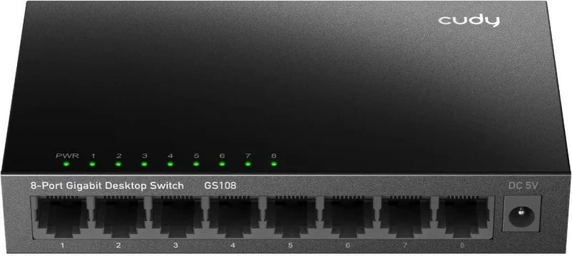 Switch Cudy GS108, 8 porta Gigabit, kasë metalike, i zi