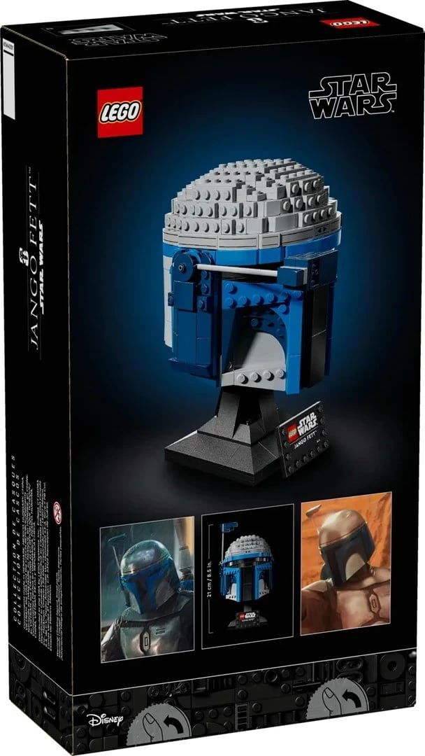 Set LEGO Star Wars Helmet Jango Fett 75408, 816 pjesë, për të rritur, blu/gri