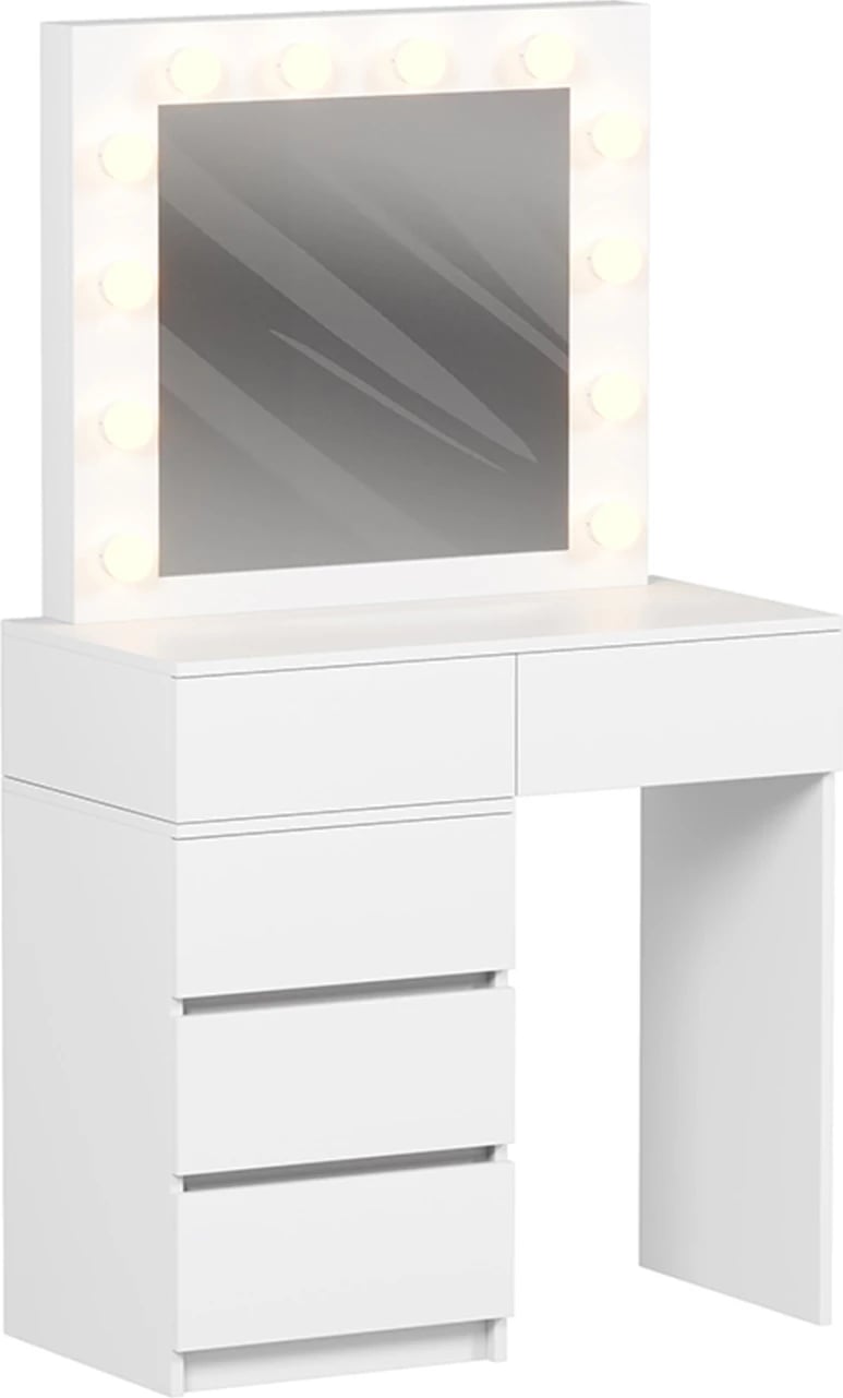 Tavolinë grimi me LED dhe sirtarë BEYON FH2500.03 melaminë, e bardhë, 80x40x140H cm Tavolinë grimi me LED dhe sirtarë BEYON FH2500.03 melaminë, e bardhë, 80x40x140H cm