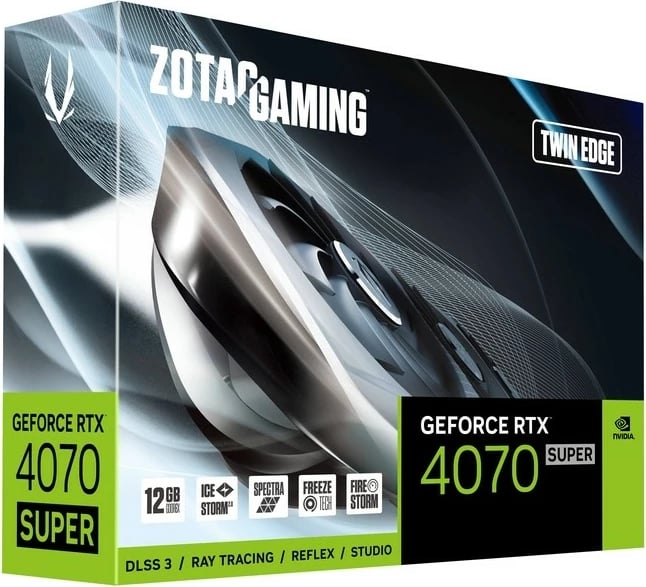 Kartelë grafike Zotac RTX 4070 Super Twin Edge 12GB GDDR6X e zezë