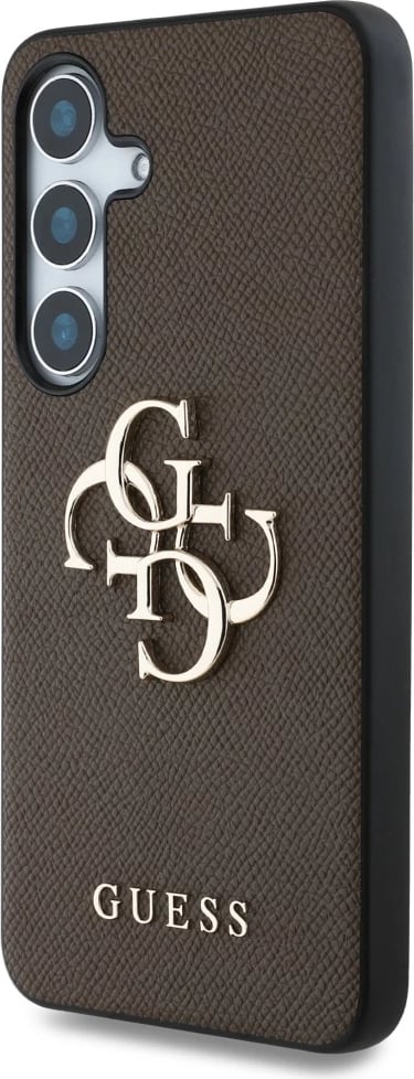 Mbështjellës Guess Grained Big 4G Logo Small Classic Logo për Samsung Galaxy S25, Kafe