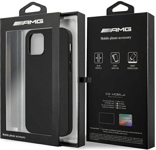 Mbështjellës Mercedes AMG AMHCP12LDOLBK për iPhone 12 Pro Max 6.7", lëkurë, i zi