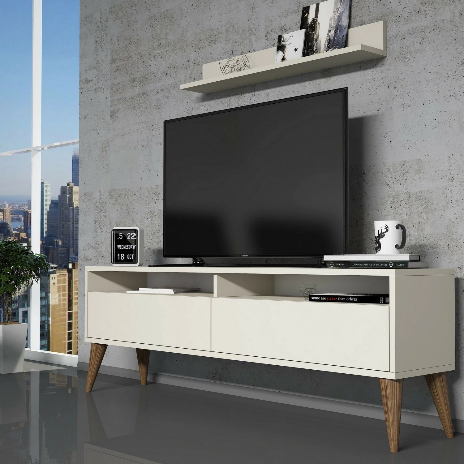 Komodë TV Hanah Home, Best, ngjyrë krem