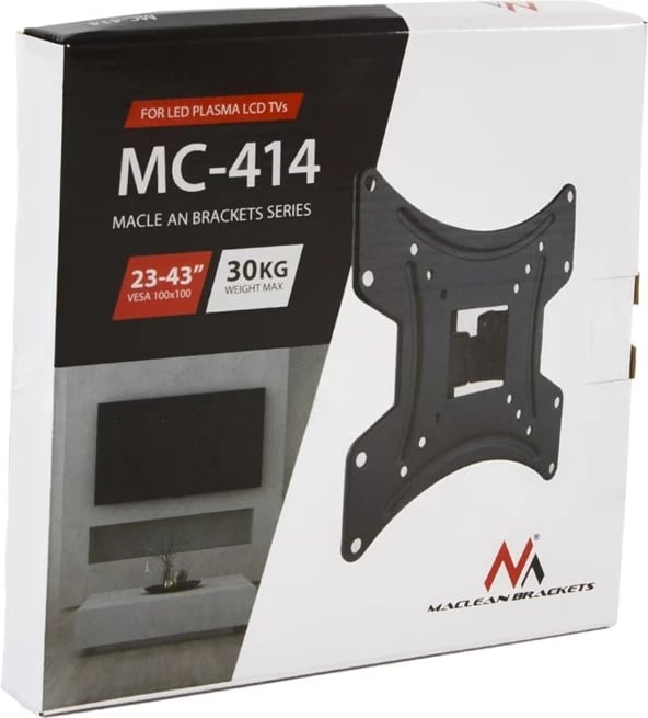 Mbajtës muri për TV Maclean MC-414, max. VESA 200x200, 23-43, 30kg, i zi