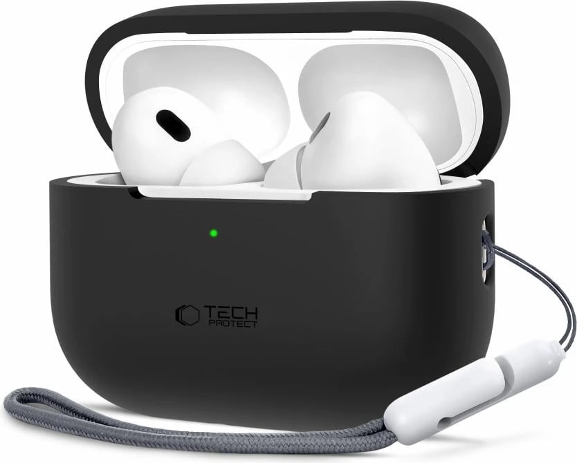 Mbështjellës Tech-Protect për AirPods Pro/Pro 2, Silikon, i zi