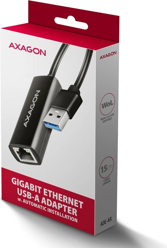 Kartë rrjeti AXAGON ADE-AR, USB-A 3.2 Gen 1, Gigabit Ethernet, e zezë