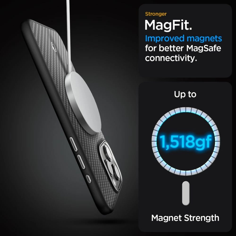 Mbështjellës Spigen Enzo Aramid Mag me MagSafe për iPhone 15 Pro Max, e zezë