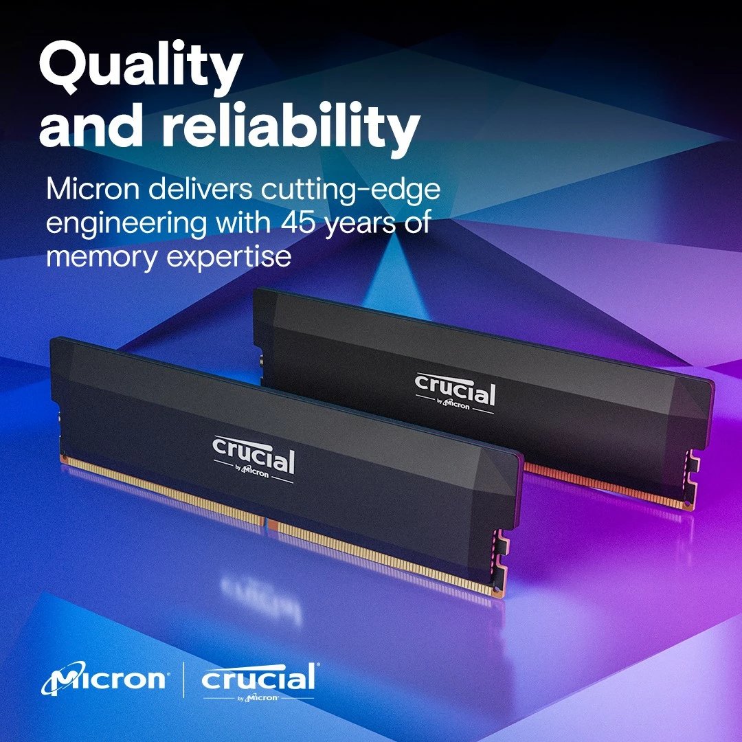 RAM Memorje Crucial DDR5 Pro OC, 32GB (2x16GB), 6400MHz, CL38, e zezë