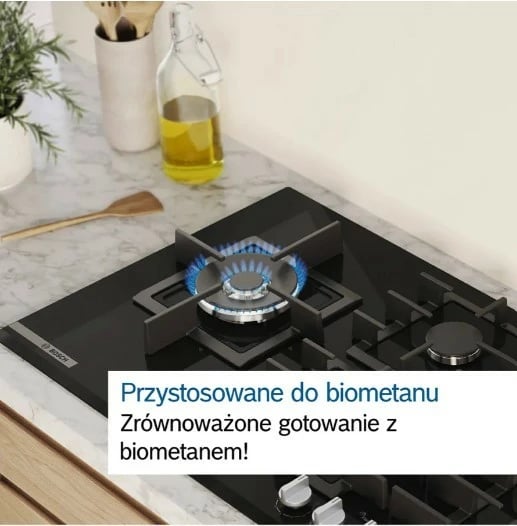 Pianurë gaz Bosch POH6B6K30, 4 zona, xham, e zezë