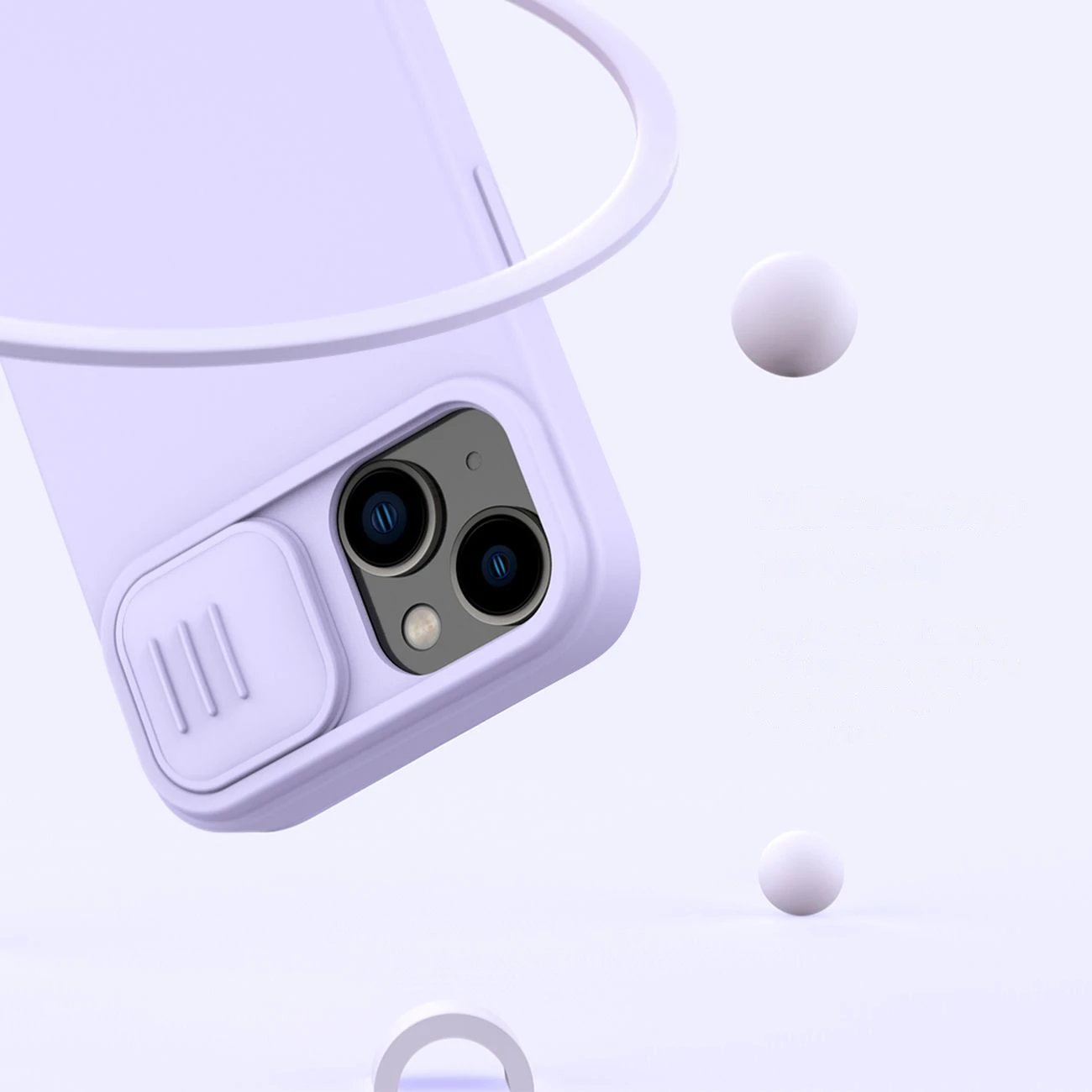 Mbështjellës Nillkin CamShield Silky Silicone për iPhone 14 Plus, me kapak kamere, Kaltër