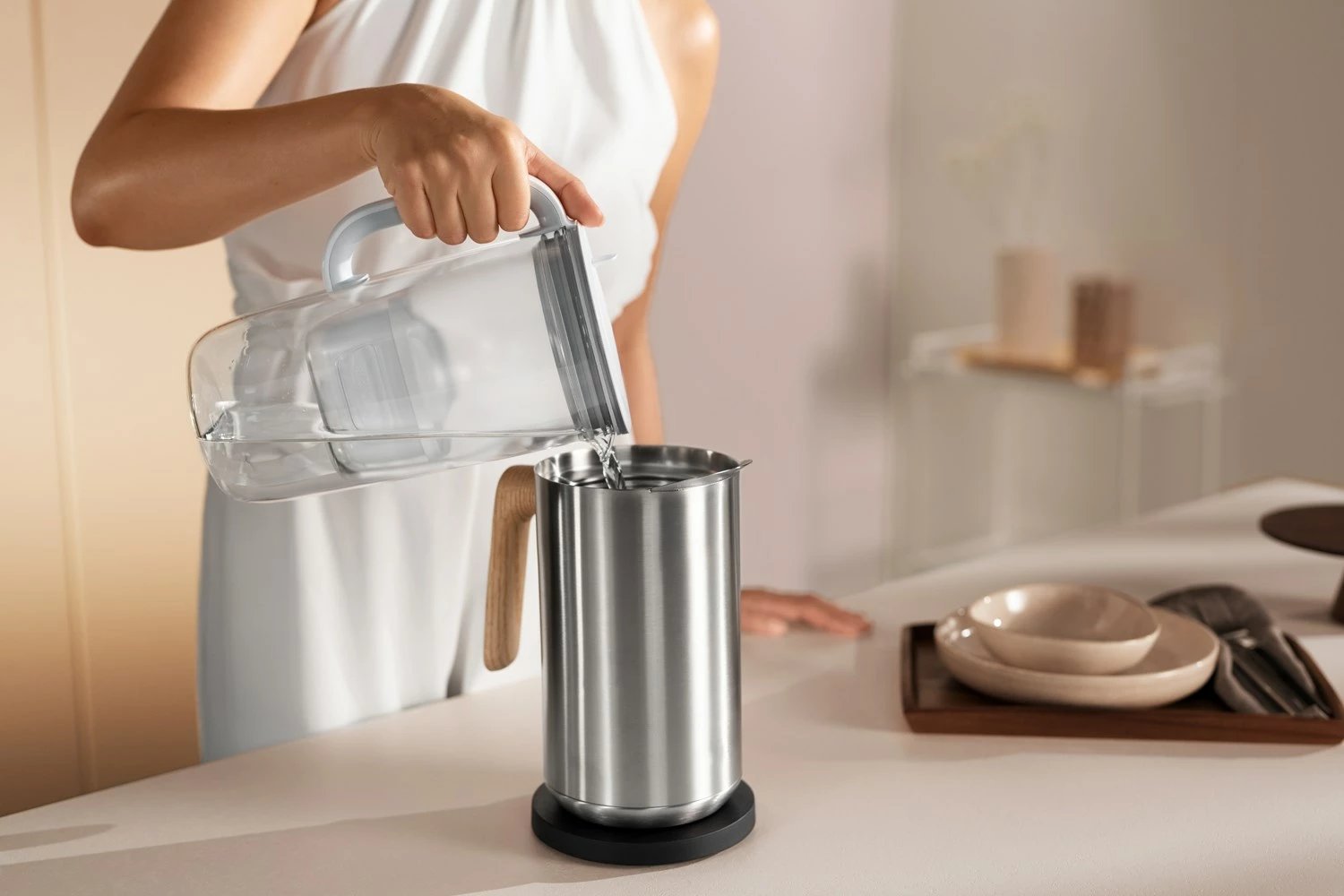 Ibrik filtruese uji BRITA Glass me filtër Maxtra Pro PP, 2.5L, Transparent/Gri