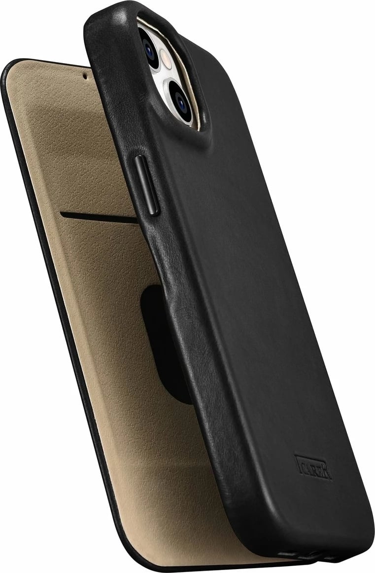 Mbështjellës iCarer Oil Wax Premium Leather Folio për iPhone 14 Plus, MagSafe, i zi Mbështjellës iCarer Oil Wax Premium Leather Folio për iPhone 14 Plus, MagSafe, i zi
