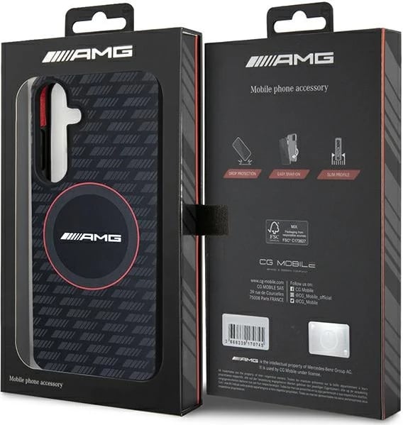 Mbështjellës Mercedes AMG Silicone Carbon Pattern MagSafe për Samsung Galaxy S24, i zi