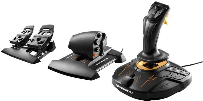 Set joystick Thrustmaster T.16000M PC FLIGHT PACK me pedale dhe levë gazi, për PC, i zi