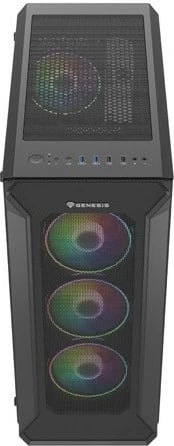 Kasë Genesis Irid 505 V2 ARGB, Midi Tower, 4x ARGB fan, ATX/Micro ATX/Mini ITX, e zezë