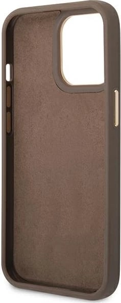Mbështjellës Guess GUHCP14LHG4SHW për iPhone 14 Pro 6.1", 4G Vintage Gold Logo, Kafe