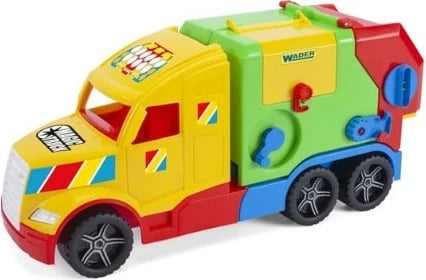 Lodër kamion mbeturinash, Wader Magic Truck Basic 36331, 59.5 cm, me ngritës dhe 2 kosha, multingjyrësh